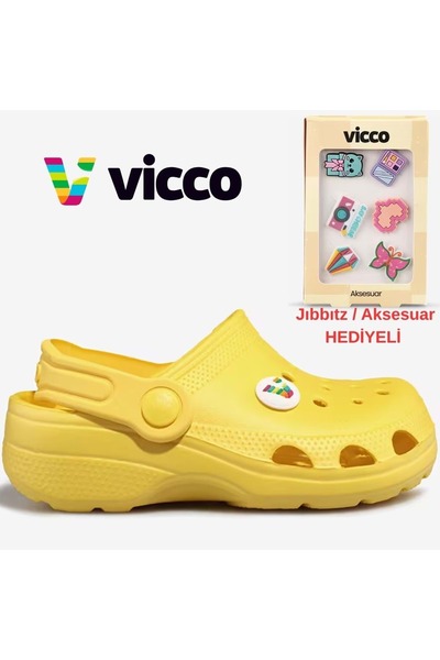 Vicco Didim Jibbitz ortopedske unisex dečije papuče sa dodatnim poklonom ŽUTE