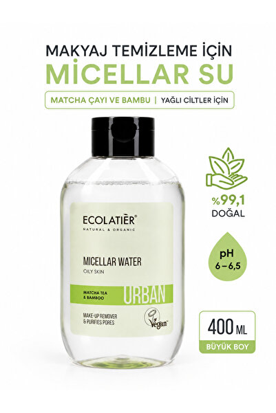 ECOLATIER Misel Su Yağlı Ciltler İçin Makyaj Temizleyici Nemlendirici 400 ml