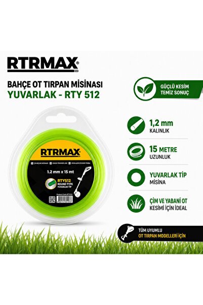Rtrmax Bahçe Ot Tırpan Misinası Yuvarlak- Rty 512 Misina Yeşil 1,2 Mm-15 Metr...