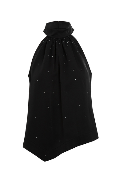 GİZİA Halter Yakalı Yanları Yırtmaçlı Saten Bluz