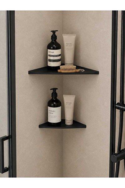 Metal Paslanmaz Banyo Köşelik, Banyo Rafları, Köşe Depolama Rafı, Duş Rafı, 2' li Modern Köşe Rafı, 2' li Set
