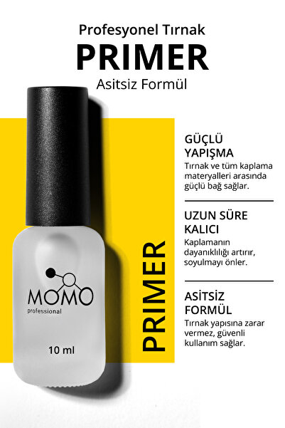 MOMO professional Primer Kalıcı oje ve Protez Tırnak için, Asitsiz, 10 ml