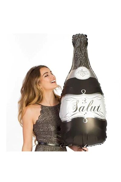 partidolu Bride to Be Parti Şampanya Şişesi Şeklinde Folyo Balon 86 x 45 cm S...