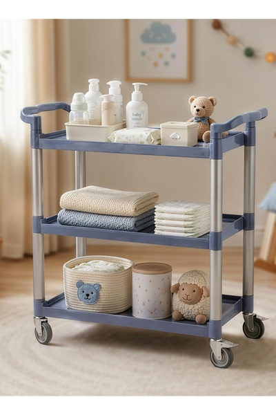 Cady One 3-Tier Food Serving Cart with Comfortable Handles and Sturdy Frame a...
