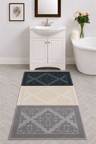 Mela Home 3'lü Ayak Havlusu-Ayak Paspası 50*70 cm 3 Adet - Banyo - Misafir -Ç...