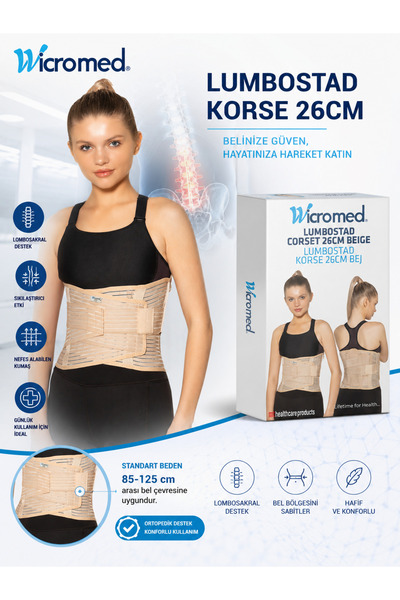 wicromed Lumbostad Lumbosakral 26cm Korse Bej Standart Fıtık Rahatlatır Lombe...