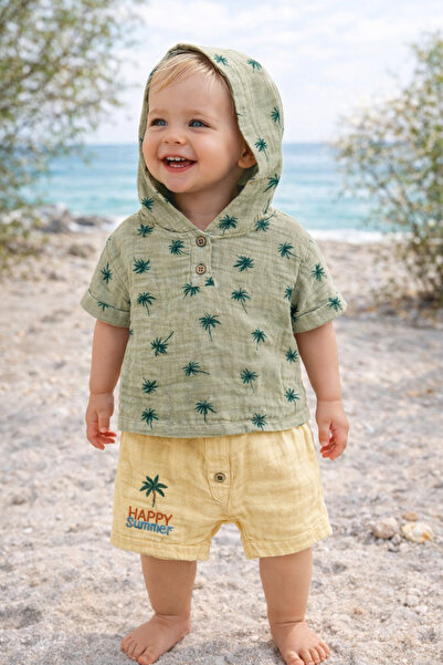 babymilk Embroidered Hooded Muslin Set