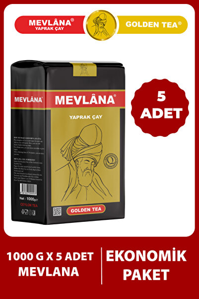Mevlana Çay Saf Yaprak Çay Golden Tea Siyah Çay 1000 Gr X 5 Adet - (ORJİNAL) ...