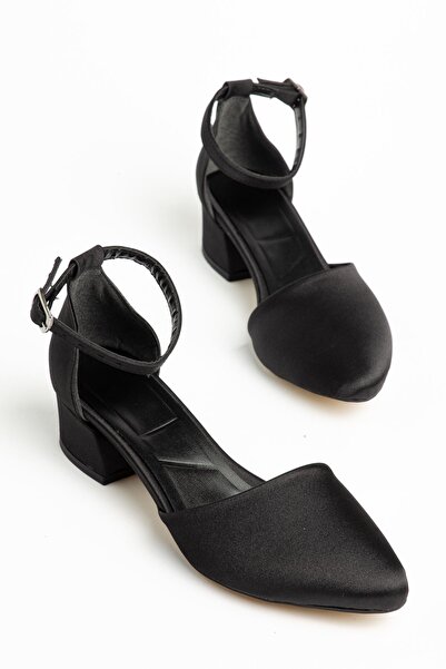 Dary Heels Black Satin Detailed Heels
