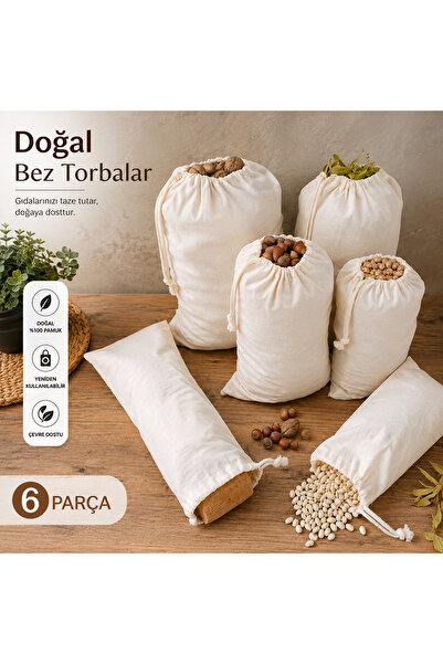 fabricorg Yıkanabilir Çok Amaçlı Bez Kese-Kuru Bakliyat-Gıda-Valiz-Dolap İçi ...