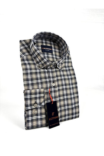 Classic Frame Men's Brown Plaid Shirt with Cotton Pockets