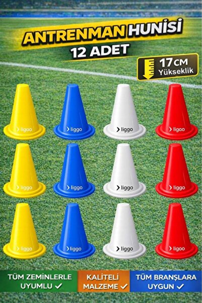 Liggo Antrenman Seti 12li Koordinasyon Çemberi 12li Antrenman Çanağı 12 Adet 17cm Huni Seti Spor Eği