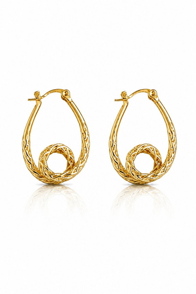 DEMOKAN Kadın Küpe Kararmaz 14k Renk Vip Seri Damla Döngülü Model 3cm Küpe