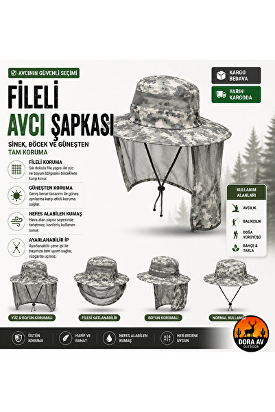 PROHUNTER FİLELİ(KAMUFLAJ) DESEN ENSE KORUMALI ÖZEL ŞAPKA