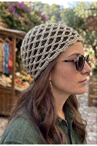 Muhteşem Concept Glittery Mesh Knit Bandana – Stylish Bohemian Summer Beanie