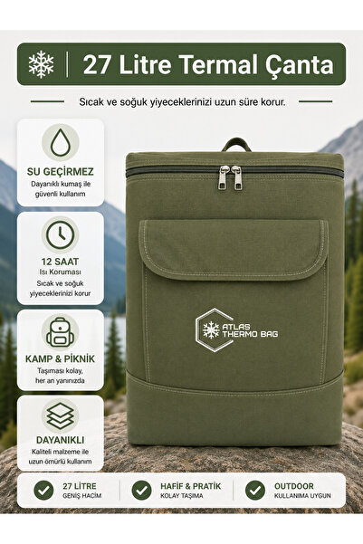Wallery Bags 27 Litre Isı Yalıtımlı Sırt Çantası Piknik Kamp Plaj Termos Sıca...