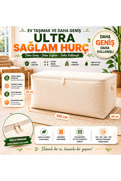 BİVA Dayanıklı Yorgan Döşek Hurcu 100x60x60cm Üstten Komple Fermuarlı 180 kg ...