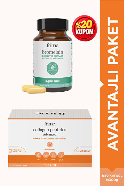Frime Beauty Collagen + Bromelain, Yeşil Çay, İnulin, Prebiyotik, Postbiyotik...