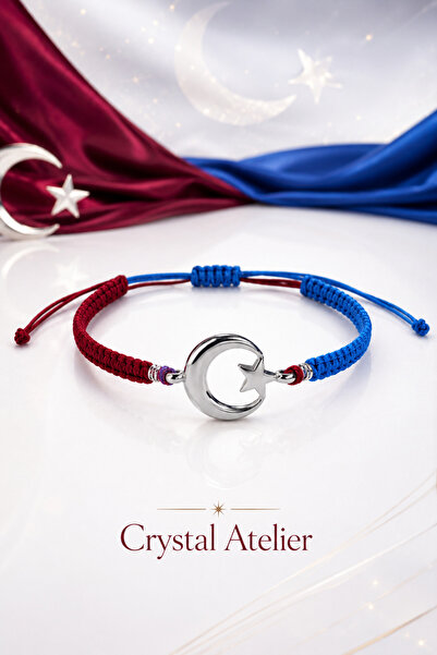 Crystal Atelier Moon Star Bracelet Claret Red Blue Silver Color Fan Bracelet
