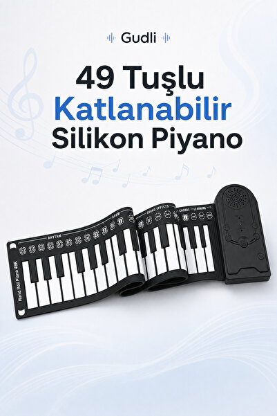 Gudli 49 Tuşlu Katlanabilir Slikon Piyano Taşınabilir, Hafif ve Çok Fonksiyon...