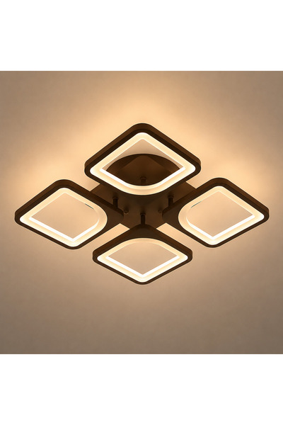 LightPlanet Lustra LED Maro Inchis pătrate, telecomandă WiFi 2.4G, 3 lumini d...