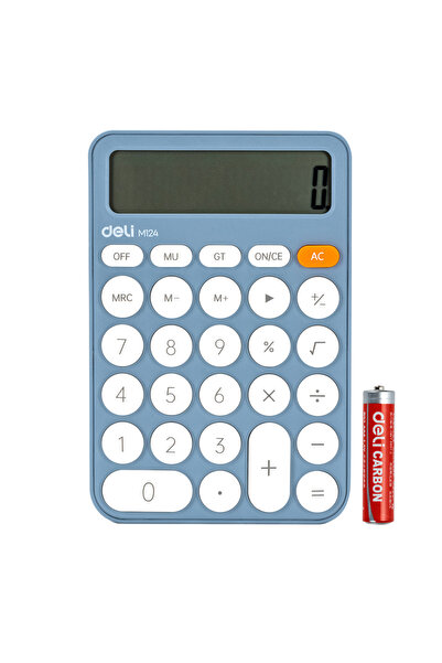 Deli Calculator de birou 12 cifre plastic modern EM124 albastru