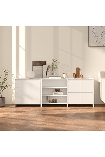 Concept Servantă 3 piese, alb, lemn compozit