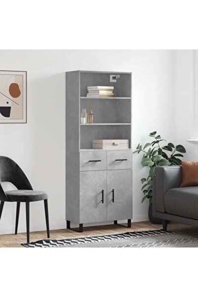 Concept Dulap înalt, gri beton, 69,5x34x180, lemn compozit