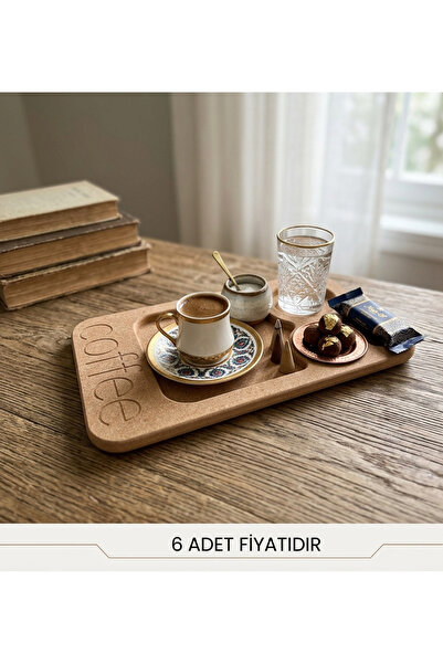 SEKAY AHŞAP Wooden Paintable Coffee Presenter (6 Pcs)