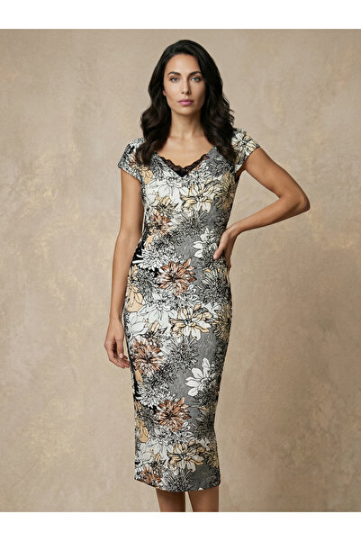 Vessmary Rochie de zi VSM1001 din brocart cu imprimeu