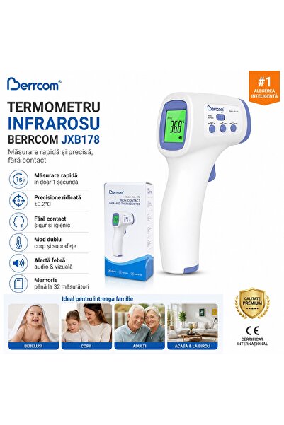 Berrcom Termometrul infraroșu JXB178 oferă măsurare rapidă, precisă și igieni...