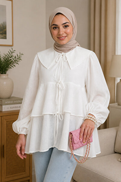bellura Bebe Yaka Bağcıklı Eteği Katlı Kimono