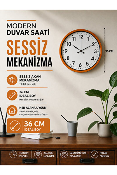 KOLAYEV Modern Duvar Saati 30 Cm Sessiz Mekanizma Dekoratif Minimal Tasarım