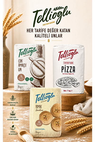 tellioğlu Çok Amaçlı Un/İrmik Semolina/Pizza Unu 3x1 Kg