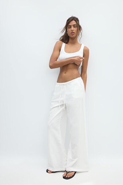Stradivarius Wide-leg linen-effect trousers