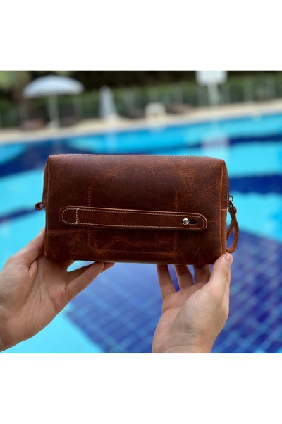ÖzkanAccessory Capella Hakiki Deri Kahve Unisex El Çantası