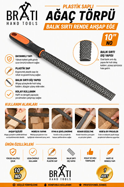 Tree Rasp with Handle Fish Ridge Grater Wood File 10 No 10 Inch