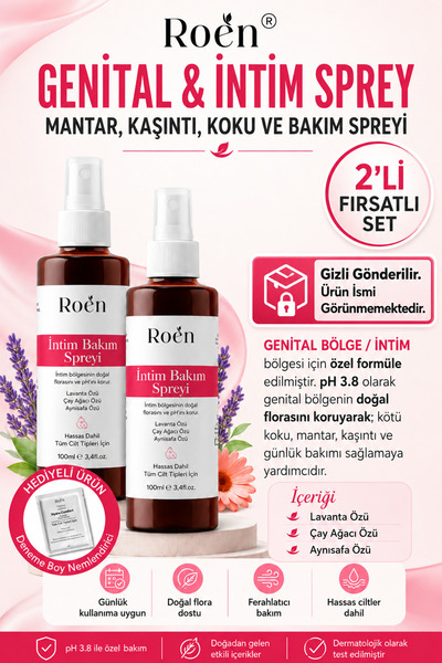 Roen Genital Bölge Koku Giderici, Kaşıntı, Akıntı Ve Mantar Giderici Intim Spreyi Ph 3.8 (100 MLX2)