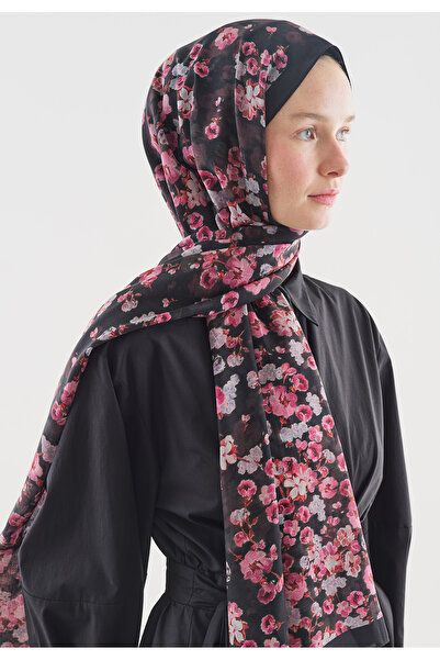 Freshscarfs Șal negru din bumbac și viscoză cu model Secret Pearl
