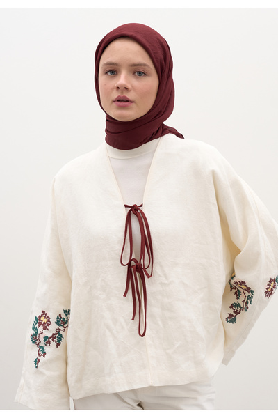 Freshscarfs Βαμβακερό μαντήλι βισκόζης σε μπορντό χρώμα