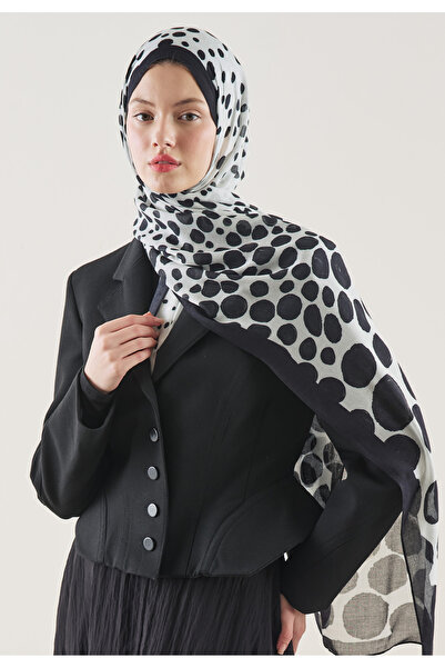 Freshscarfs Șal din ramie cu model buline ecru