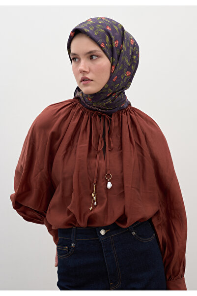 Freshscarfs Eșarfă Leana Desen din bumbac și viscoză, mov