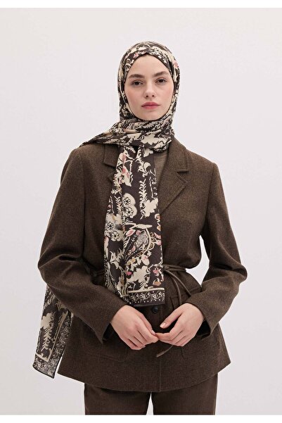 Freshscarfs Antrasit Floral Paısley Desen Şal