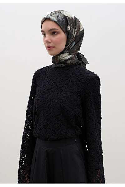 Freshscarfs Šal od pamuka i viskoze sa uzorkom roze, crni
