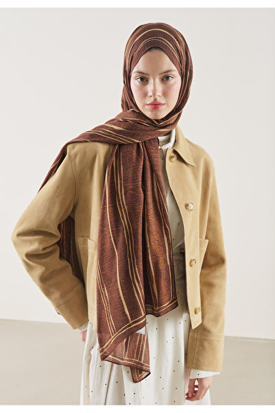 Freshscarfs Șal din ramie cu model în dungi tip țiglă