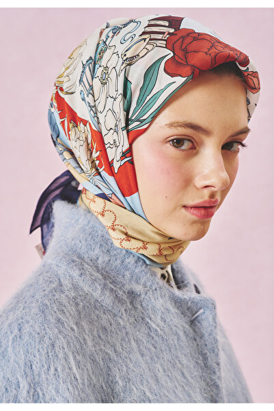 Freshscarfs Μπλε του Μεσονυχτίου Κασκόλ Βισκόζης με Μοτίβο Αγάπης  "Once Upon...