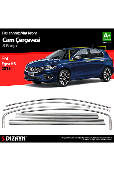 S Dizayn S-Dizayn Fiat Egea HB Krom Cam Çerçevesi 8 Prç. 2015 Üzeri (Mat Krom...