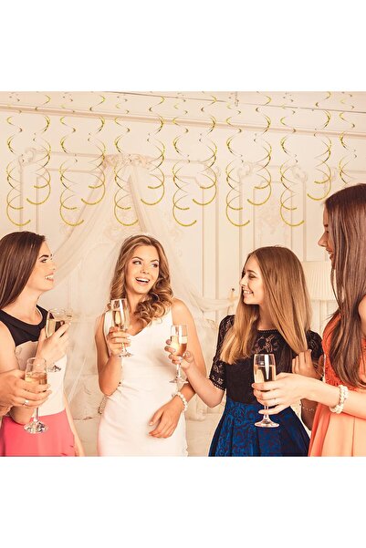 Arabest 30-Pack Gold Hanging Swirl Decorations, Plastic Streamers for Wedding...