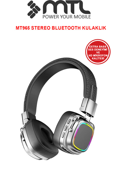 Retro Wireless Stereo Faux Leather Headset Bluetooth Earphone RGB Light Extra Comfortable Noise Reduction MT965