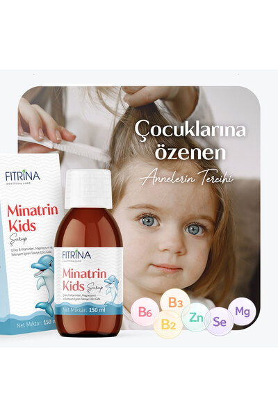 FITRİNA شراب ميناترين كيدز يحتوي على الزنك والمغنيسيوم وفيتامين ب للأطفال 150 مل